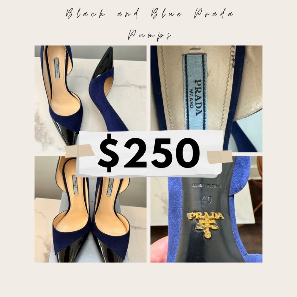 Blue and Black Authentic Prada Pumps